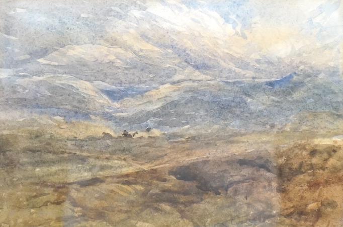 David Cox Snr OWS (1783-1859), 'Windy Heath', signed, indistinctly dated, watercolour, 16 x 25cm